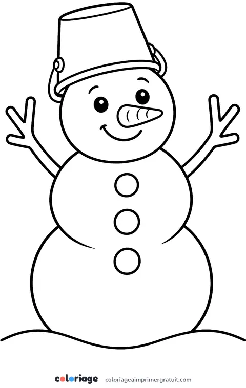 Coloriage bonhomme de neige au seau