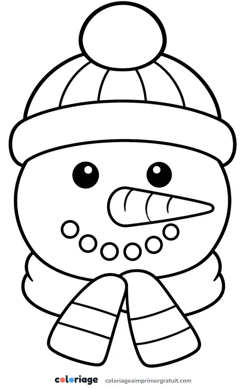 Coloriage tête de bonhomme de neige