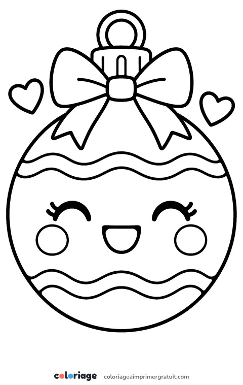Coloriage boule de Noël kawaii