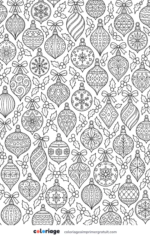 Coloriage motif boules de Noël