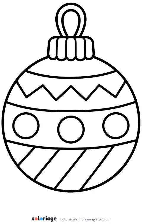 Coloriage boule de Noël à rayures