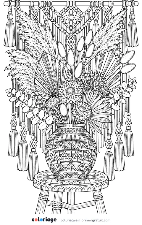 Coloriage bouquet bohème