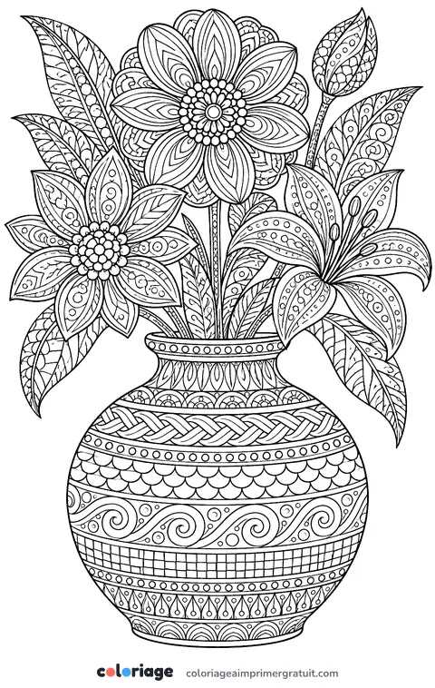 Coloriage vase zentangle