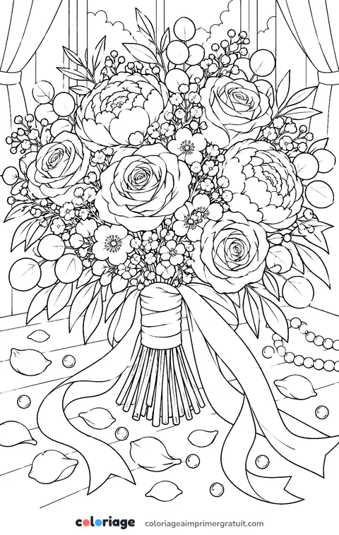 Coloriage bouquet de mariée