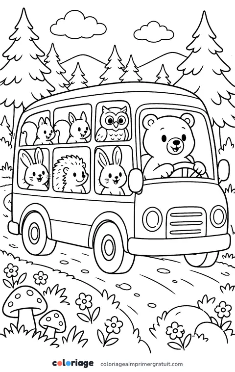 Coloriage le bus de la forêt