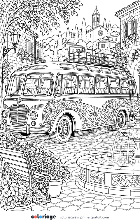 Coloriage autocar ancien