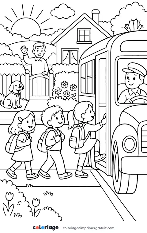 Coloriage départ pour l’école
