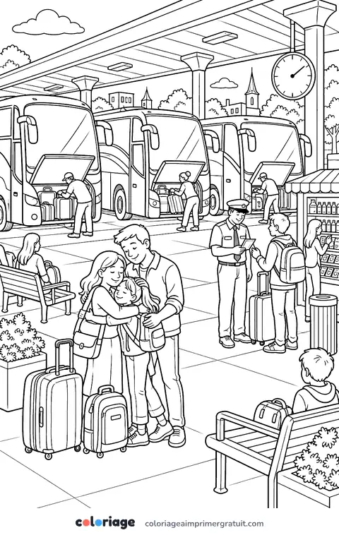 Coloriage gare routière