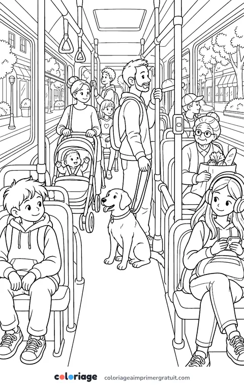 Coloriage dans le bus