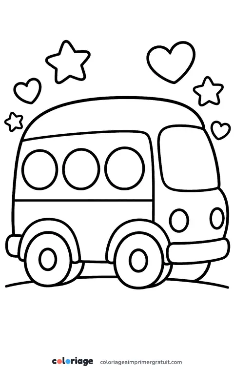 Coloriage petit bus kawaii