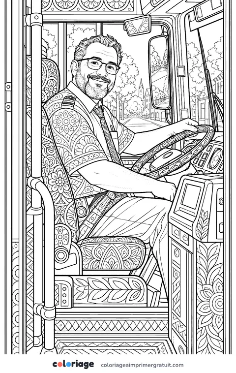 Coloriage portrait de chauffeur