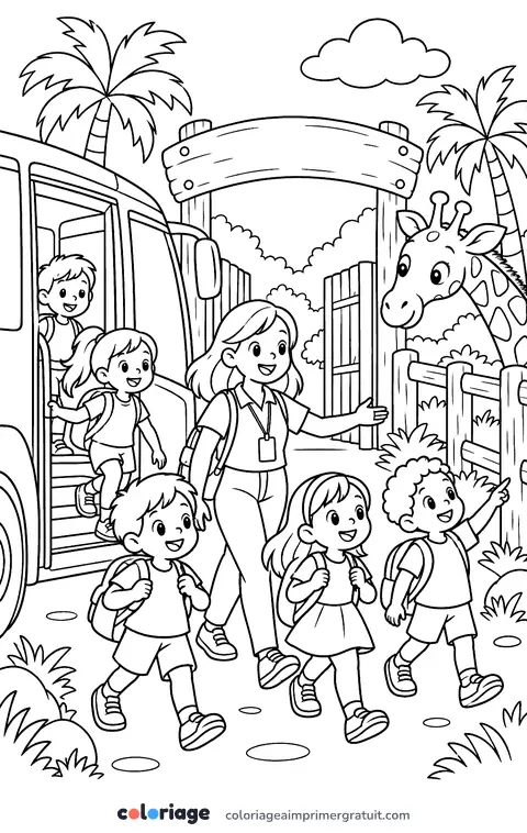 Coloriage sortie au zoo