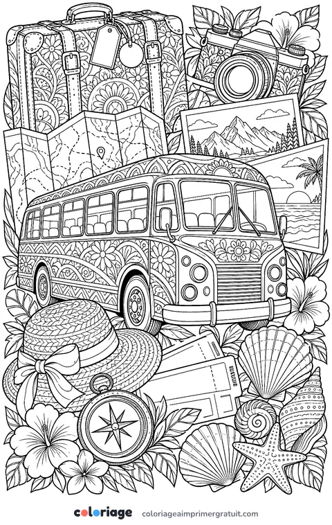 Coloriage souvenirs de voyage