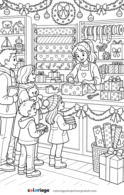 Coloriage stand de paquets-cadeaux