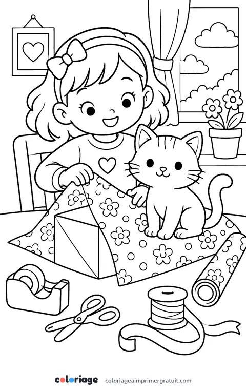 Coloriage emballer un cadeau