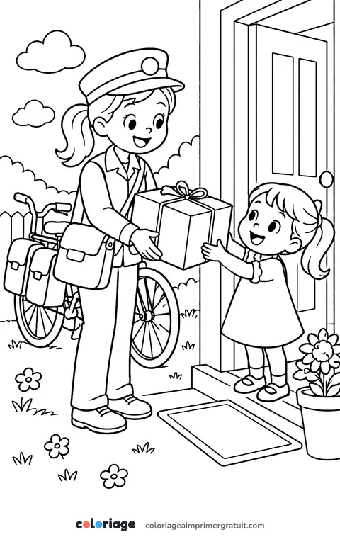Coloriage le colis de la factrice