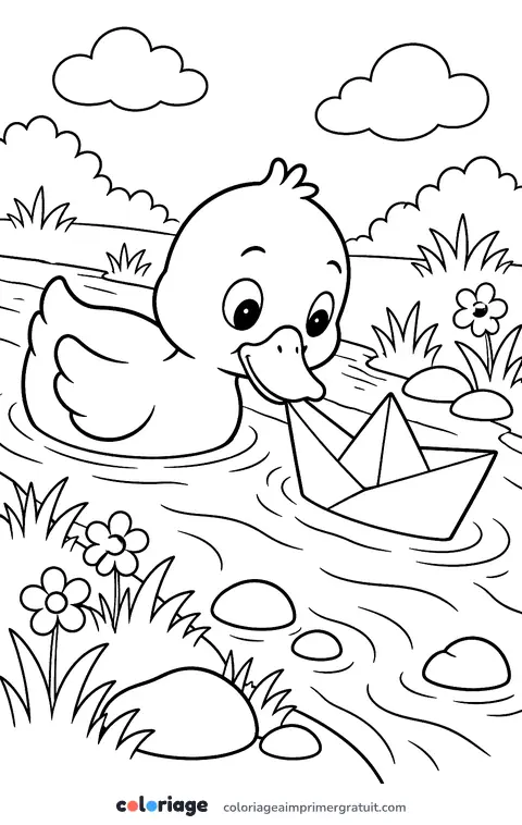 Coloriage bateau en papier