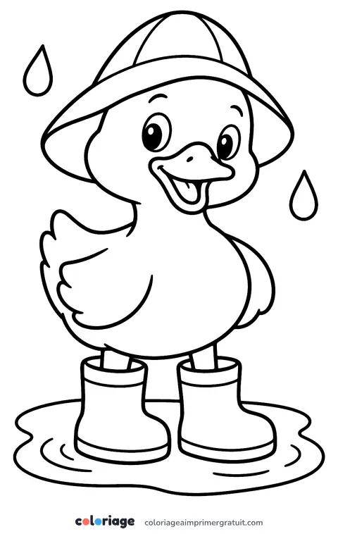 Coloriage canard en bottes