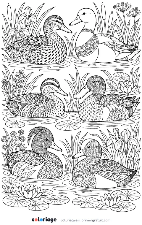Coloriage espèces de canards