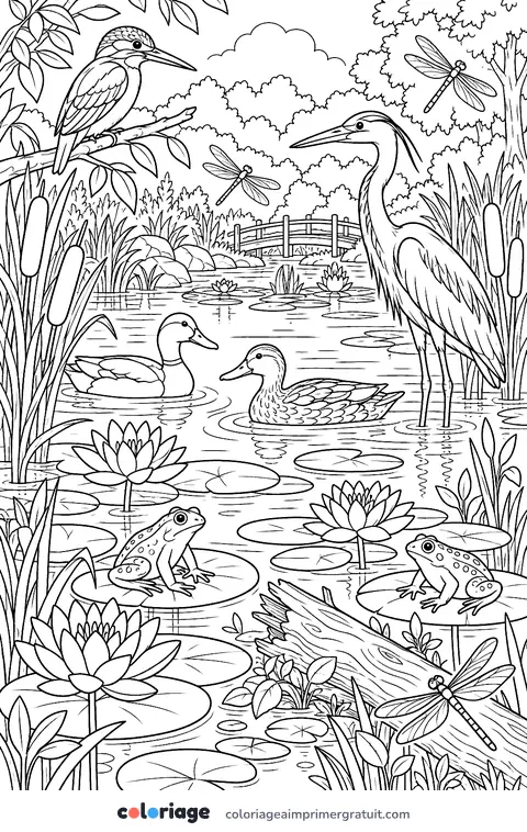 Coloriage la vie de l’étang