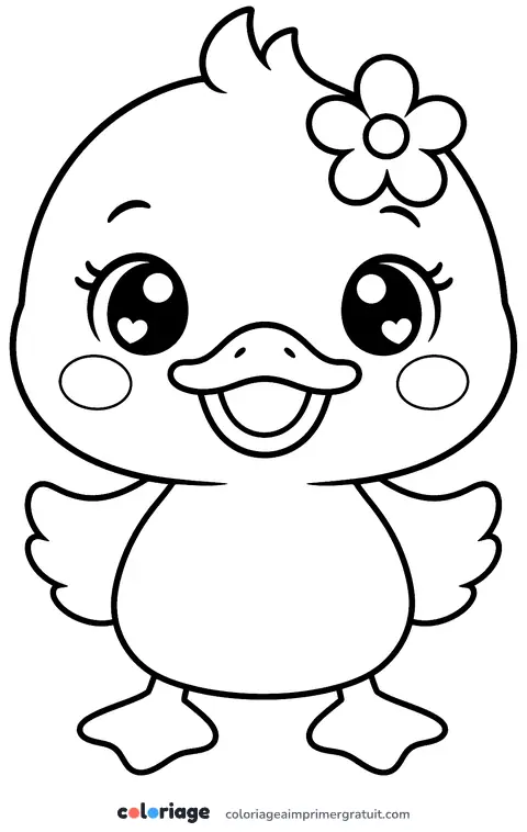 Coloriage canard kawaii