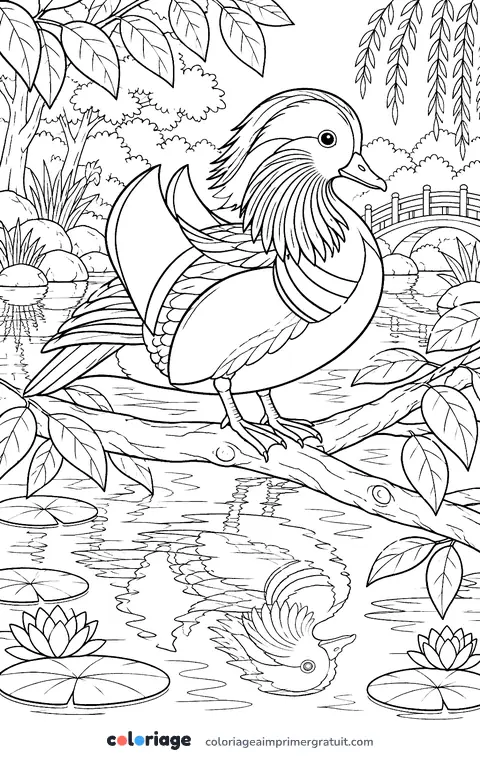 Coloriage canard mandarin