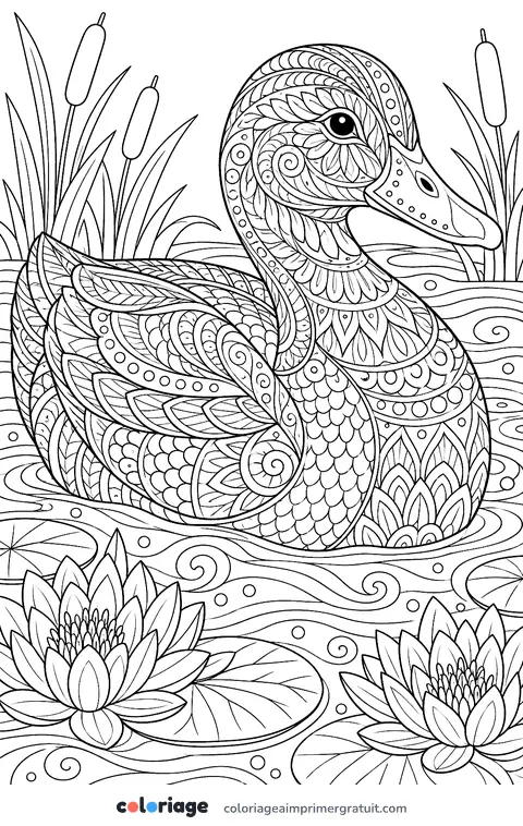 Coloriage canard zentangle