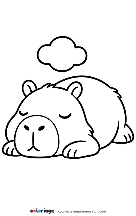 Coloriage capybara qui dort