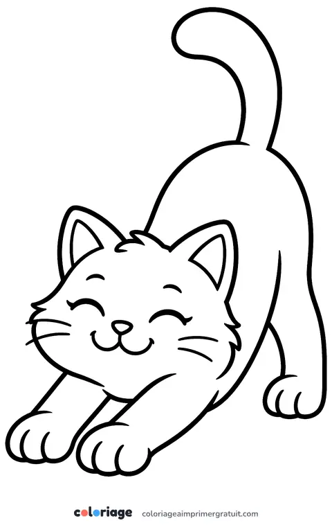 Coloriage chat qui s’étire