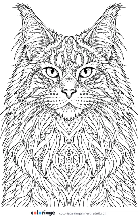Coloriage maine coon réaliste