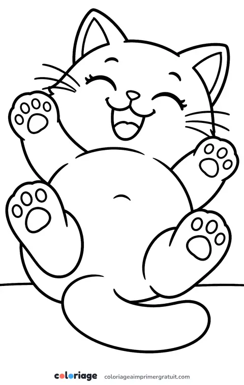 Coloriage chat sur le dos