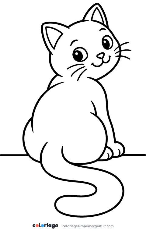 Coloriage chat vu de dos