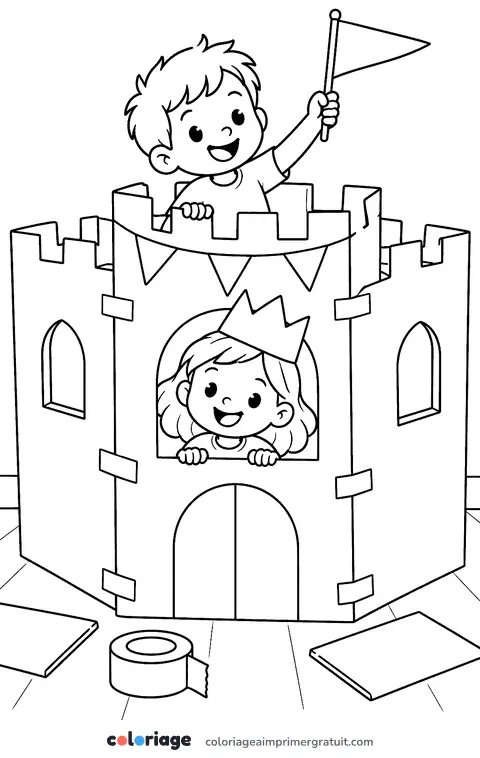 Coloriage château en carton