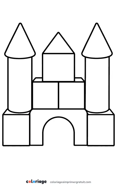 Coloriage château en cubes
