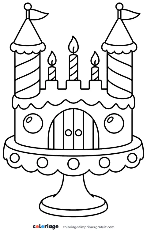 Coloriage gâteau château