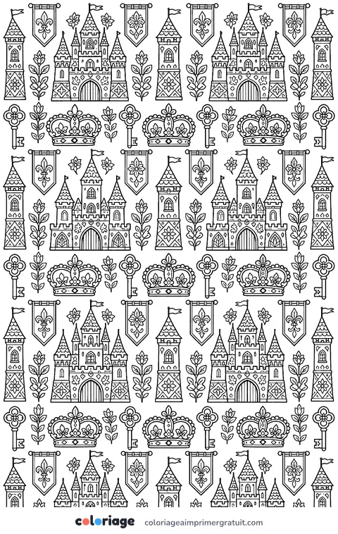 Coloriage motif de châteaux