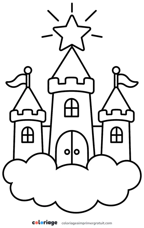 Coloriage château dans les nuages