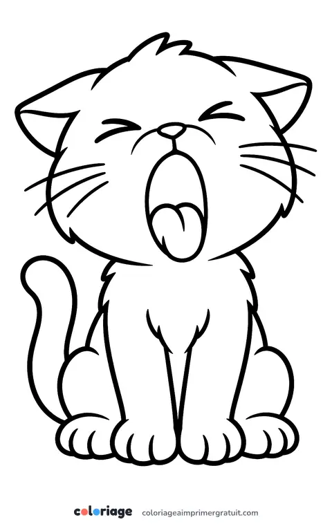 Coloriage chaton qui bâille