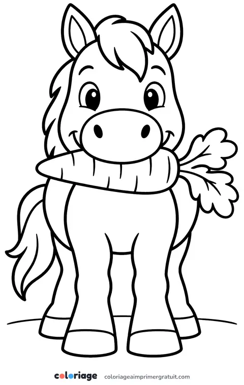 Coloriage cheval et carotte