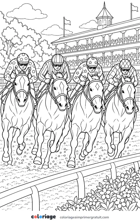 Coloriage course de chevaux