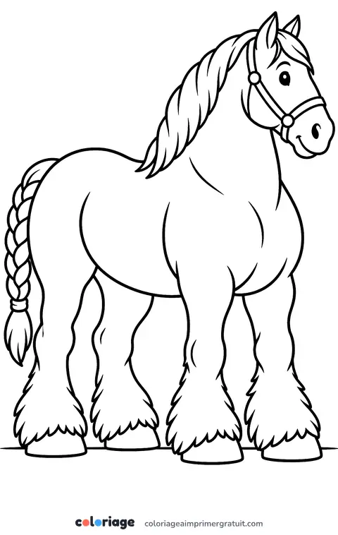 Coloriage cheval de trait