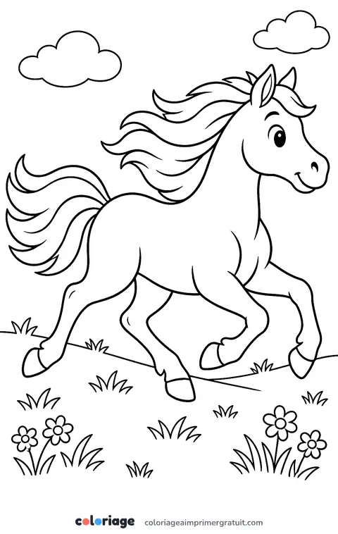 Coloriage cheval au galop