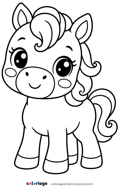 Coloriage cheval kawaii