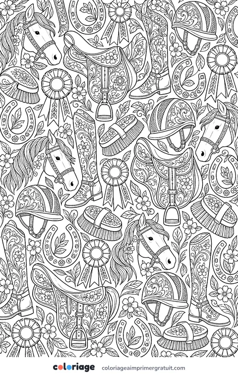 Coloriage motif équitation