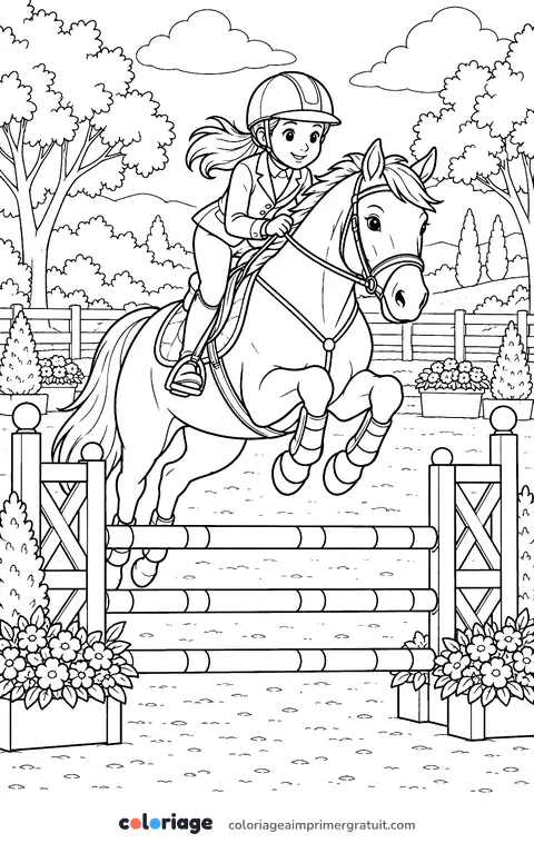 Coloriage saut d’obstacle