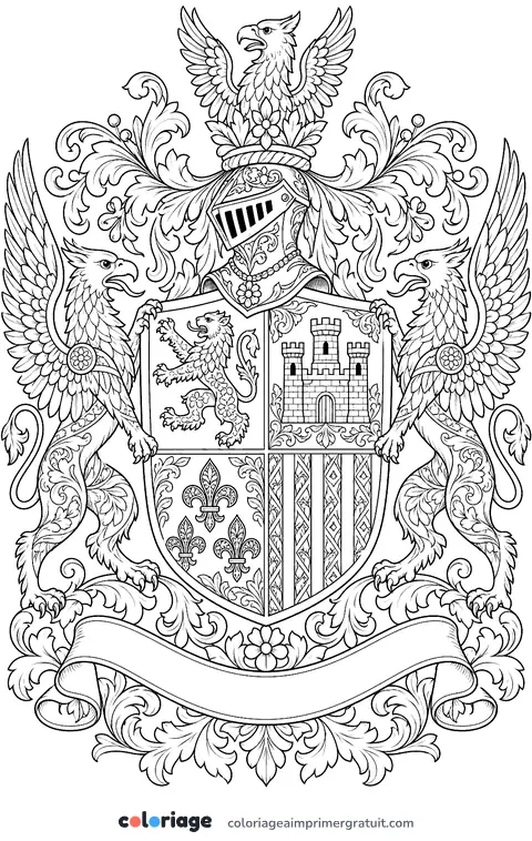 Coloriage armoiries détaillées