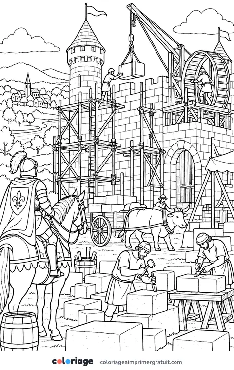 Coloriage construction du château