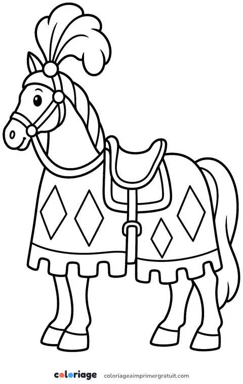 Coloriage cheval de chevalier