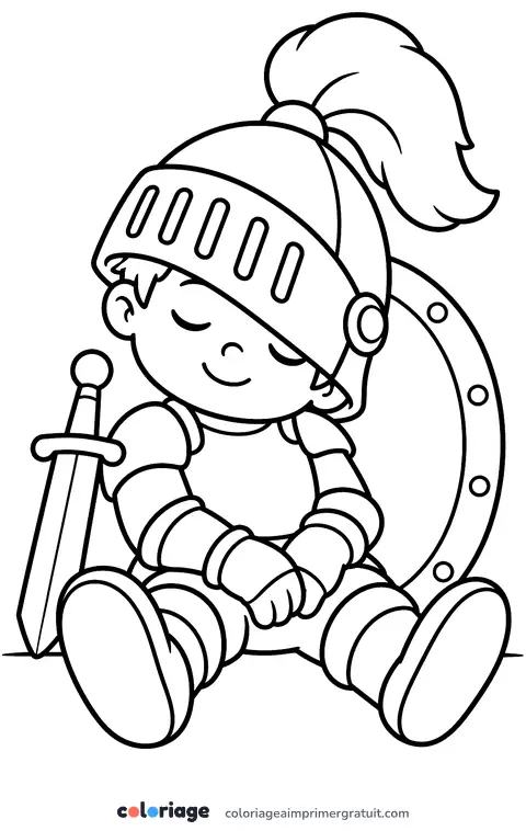 Coloriage chevalier endormi