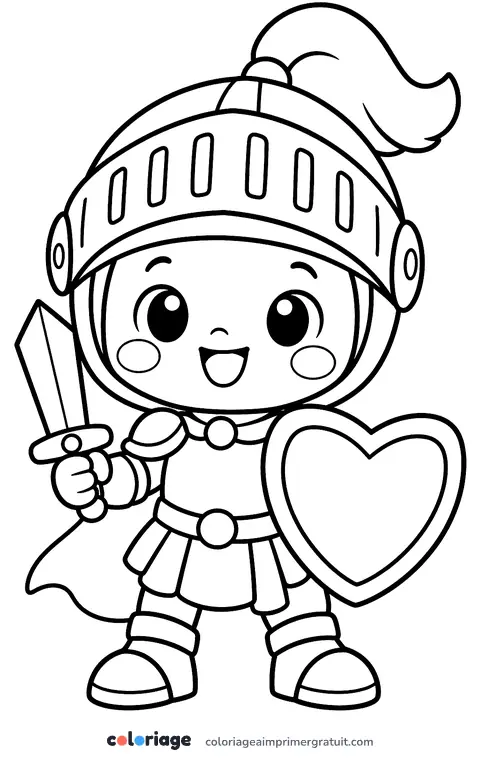 Coloriage chevalier kawaii